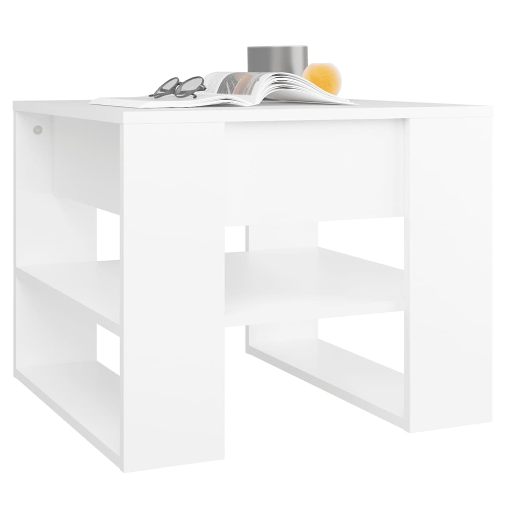 Tavolino da Salotto Bianco 55,5x55x45 cm in Legno Multistrato - homemem39