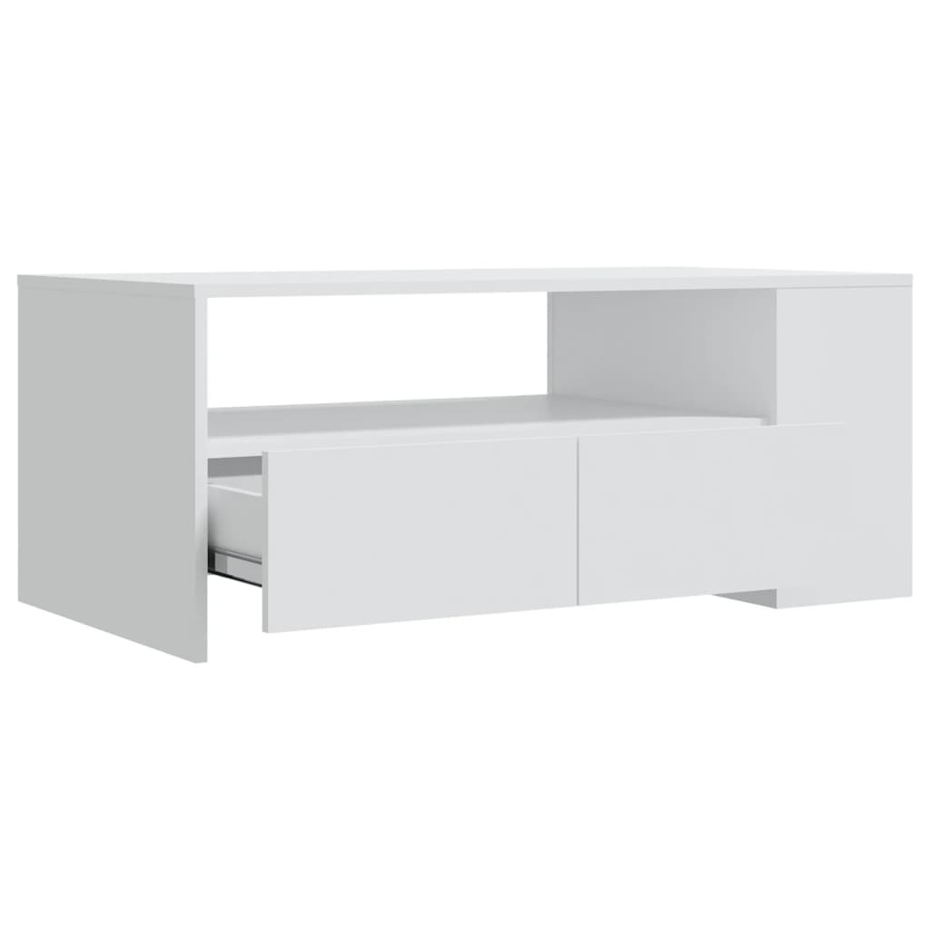 Tavolino da Salotto Bianco 102x55x42 cm in Legno Multistrato - homemem39