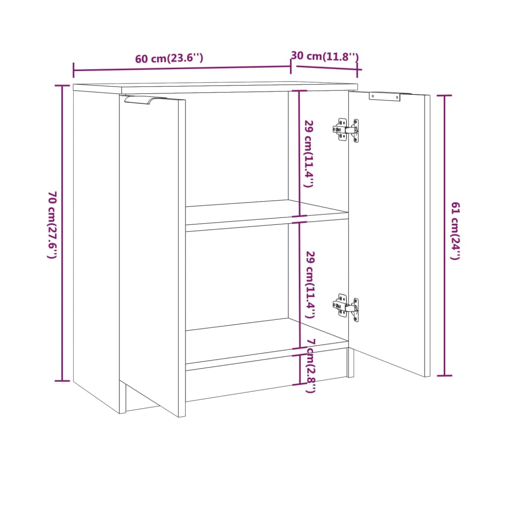 Credenza Bianca 60x30x70 cm in Legno Multistrato - homemem39