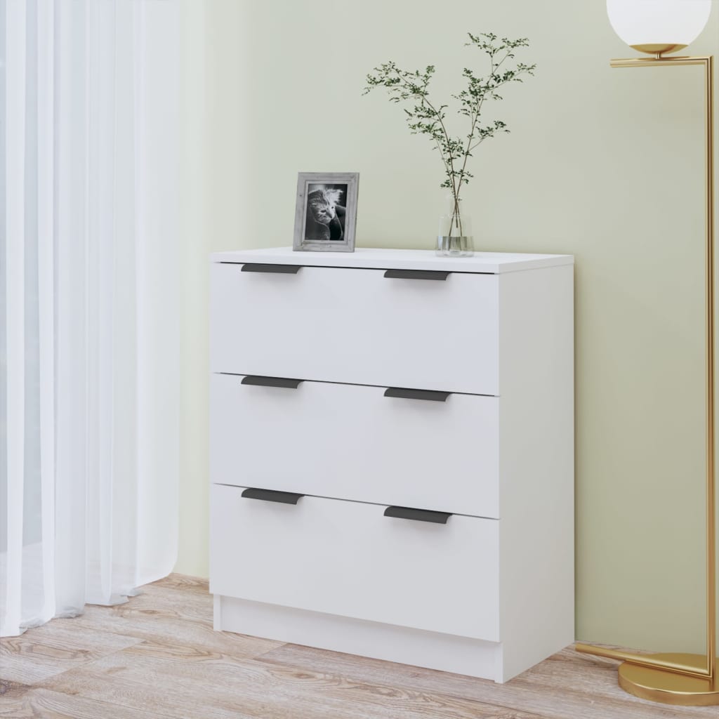 Credenza Bianco Lucido 60x30x70 cm in Legno Multistrato - homemem39