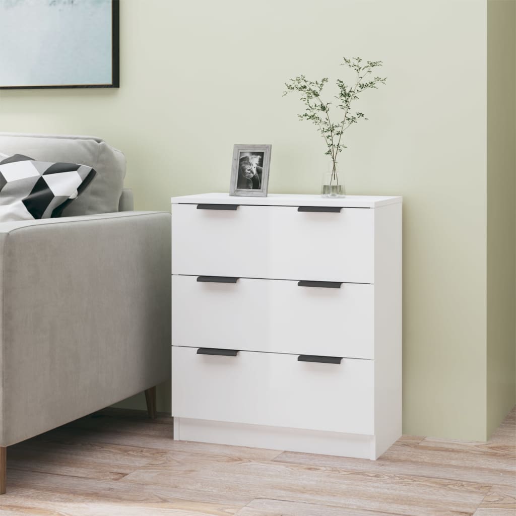 Credenza Bianco Lucido 60x30x70 cm in Legno Multistrato - homemem39