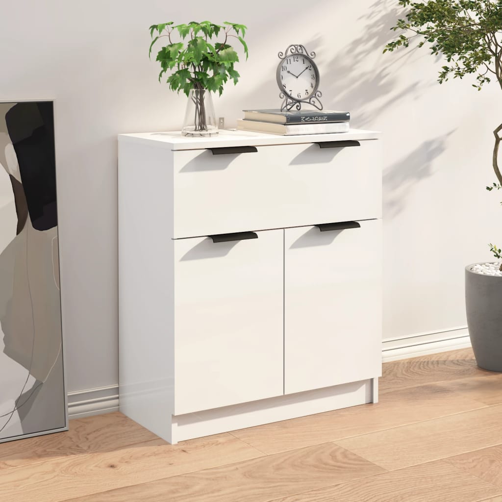 Credenza Bianco Lucido 60x30x70 cm in Legno Multistrato - homemem39