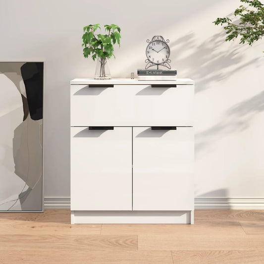 Credenza Bianco Lucido 60x30x70 cm in Legno Multistrato - homemem39