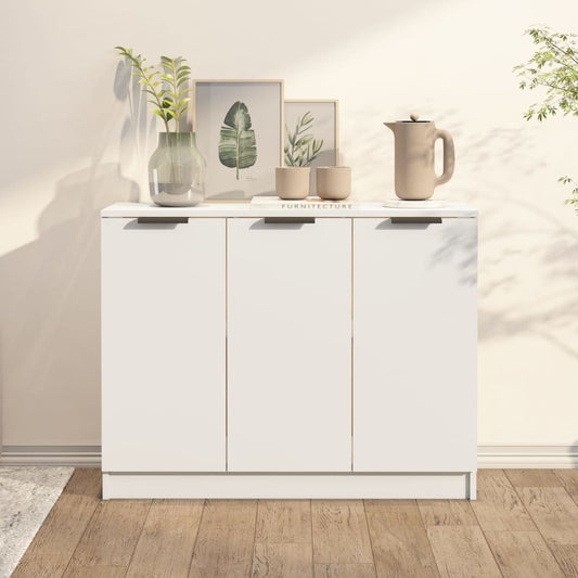 Credenza Bianca 90,5x30x70 cm in Legno Multistrato - homemem39