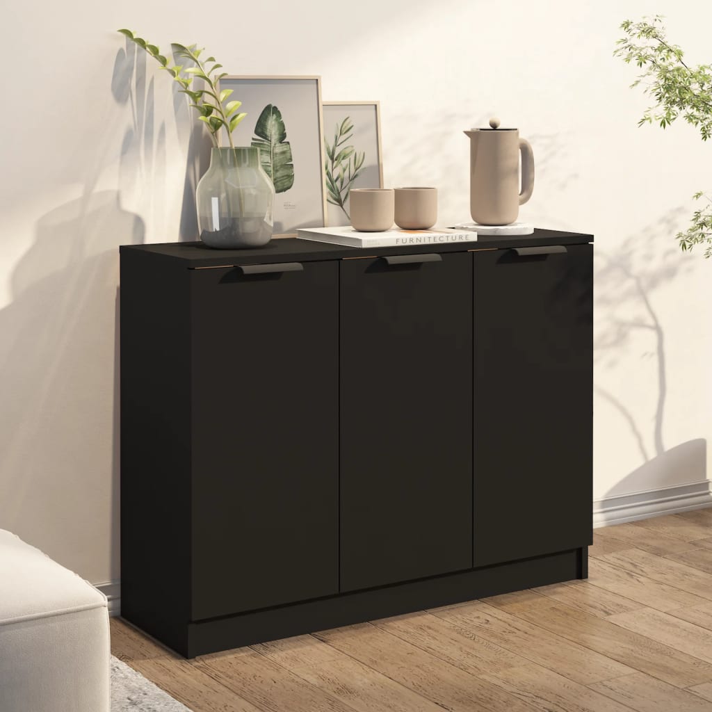 Credenza Nera 90,5x30x70 cm in Legno Multistrato - homemem39