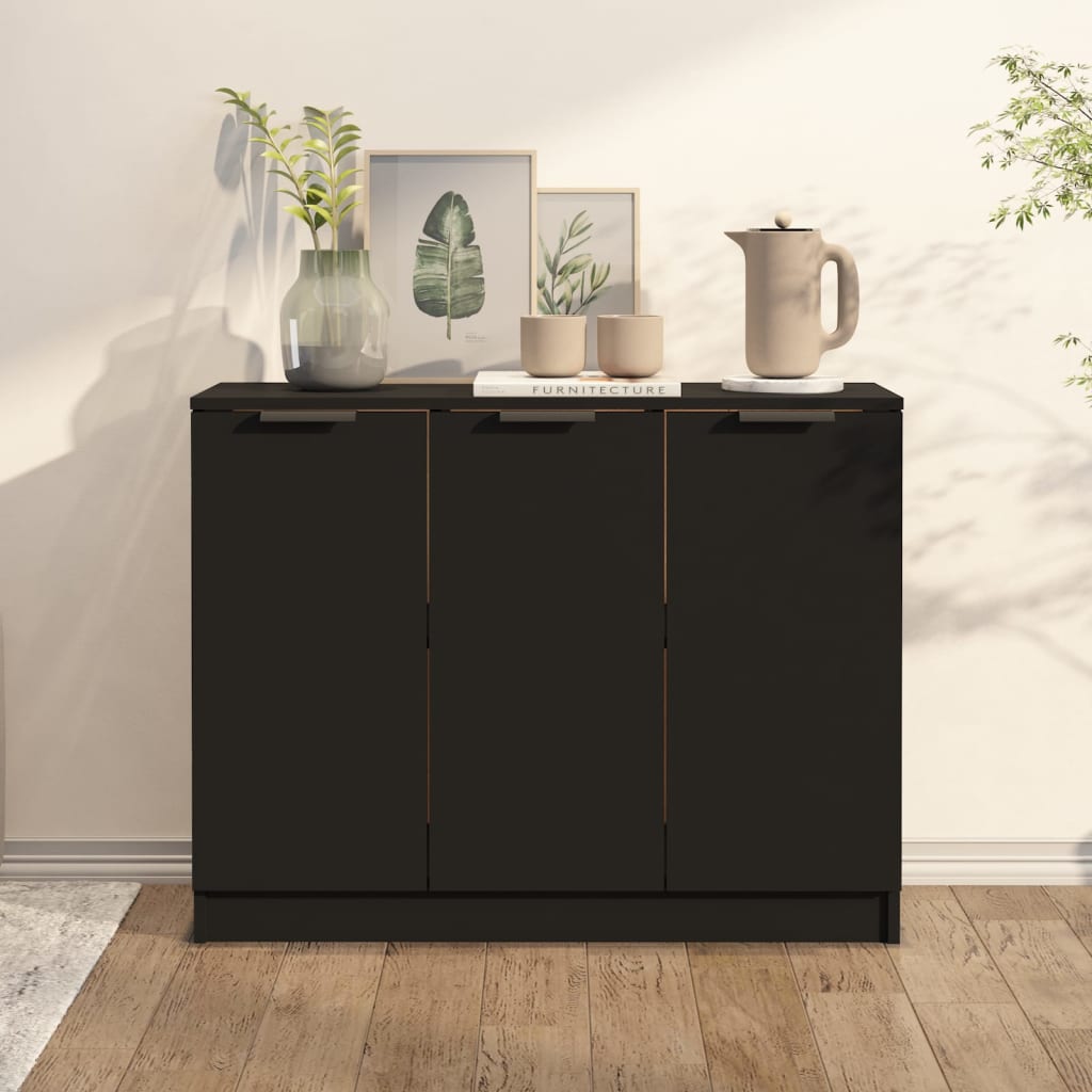 Credenza Nera 90,5x30x70 cm in Legno Multistrato - homemem39