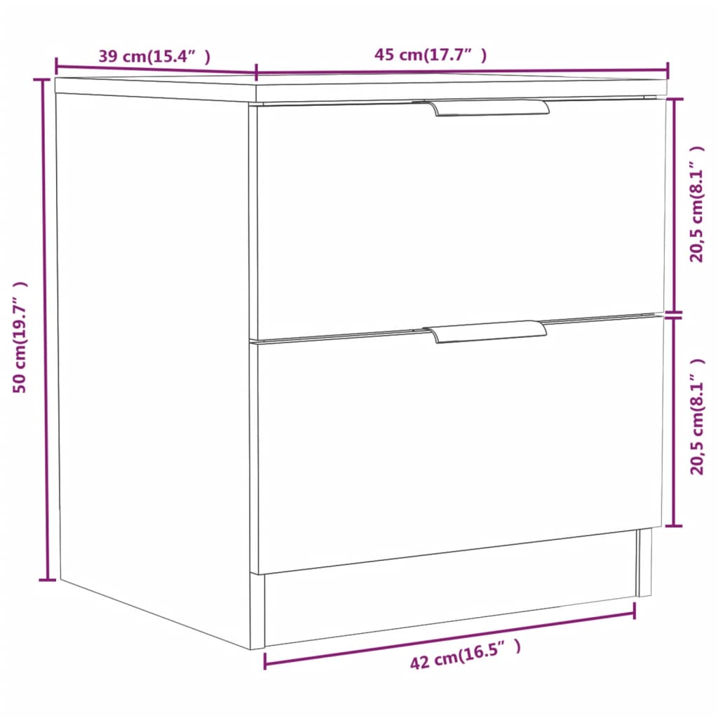 Comodini 2 pz Rovere Sonoma in Legno Multistrato - homemem39