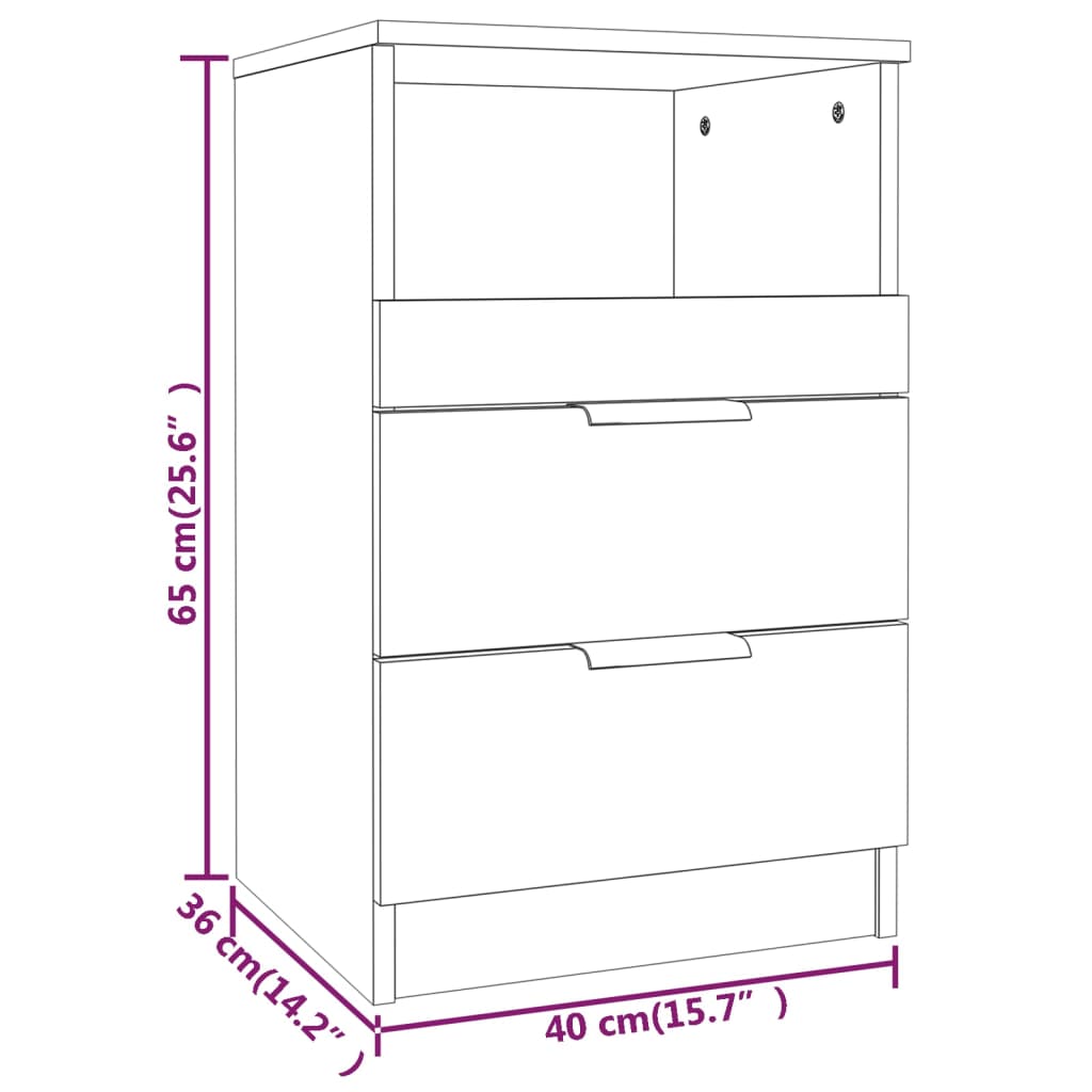 Comodini 2 pz Grigio Cemento in Legno Multistrato - homemem39