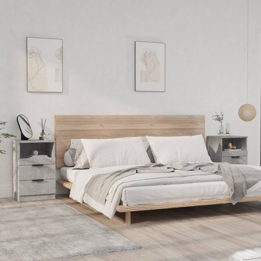 Comodini 2 pz Grigio Cemento in Legno Multistrato - homemem39