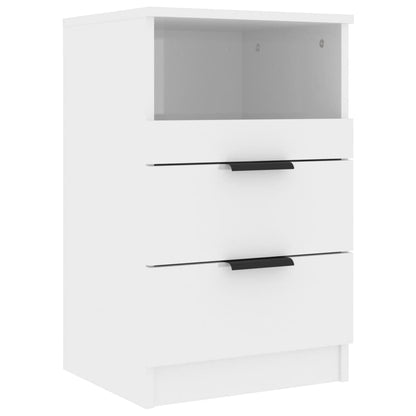 Comodini 2 pz Bianco Lucido in Legno Multistrato - homemem39