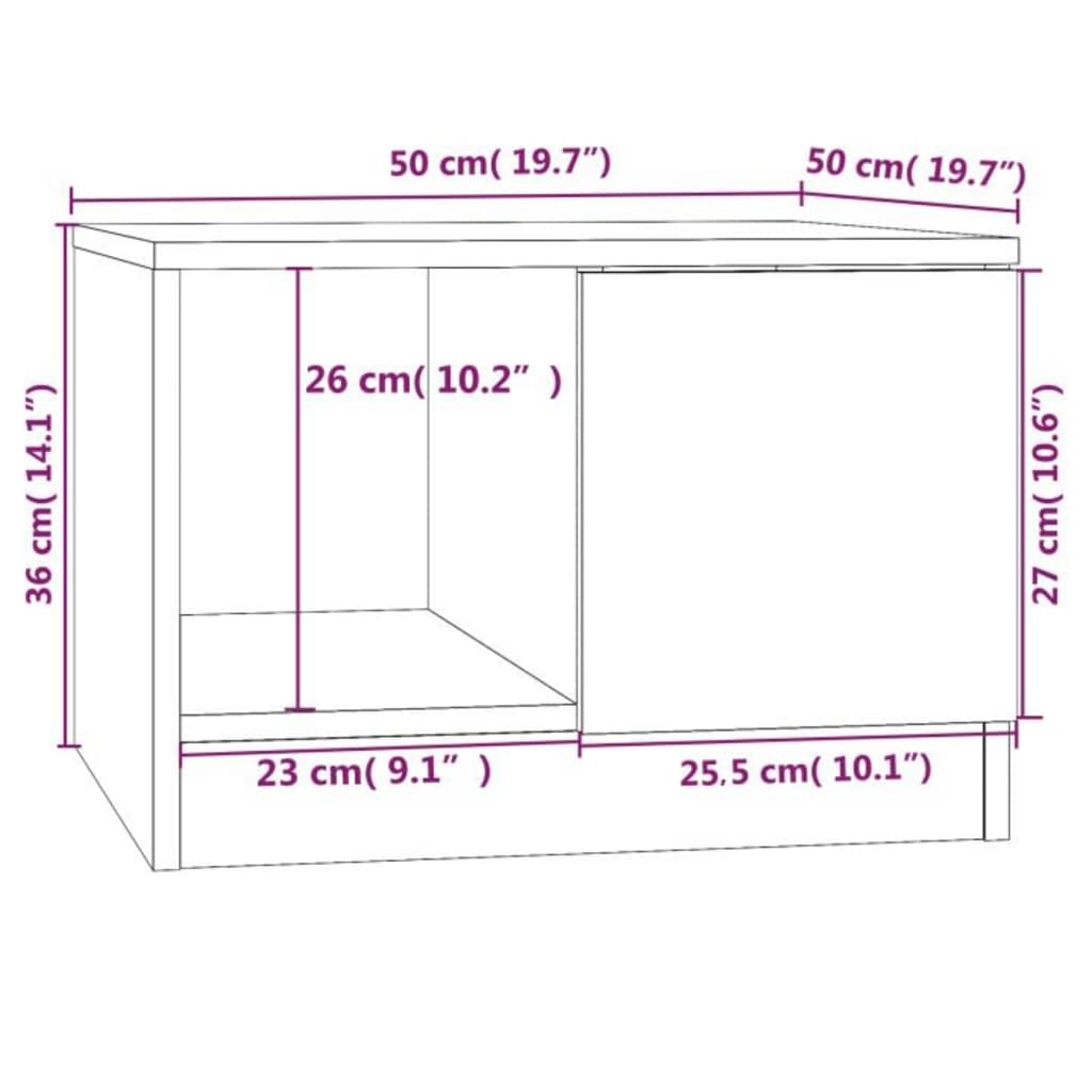 Tavolino da Salotto Nero 50x50x36 cm in Legno Multistrato - homemem39