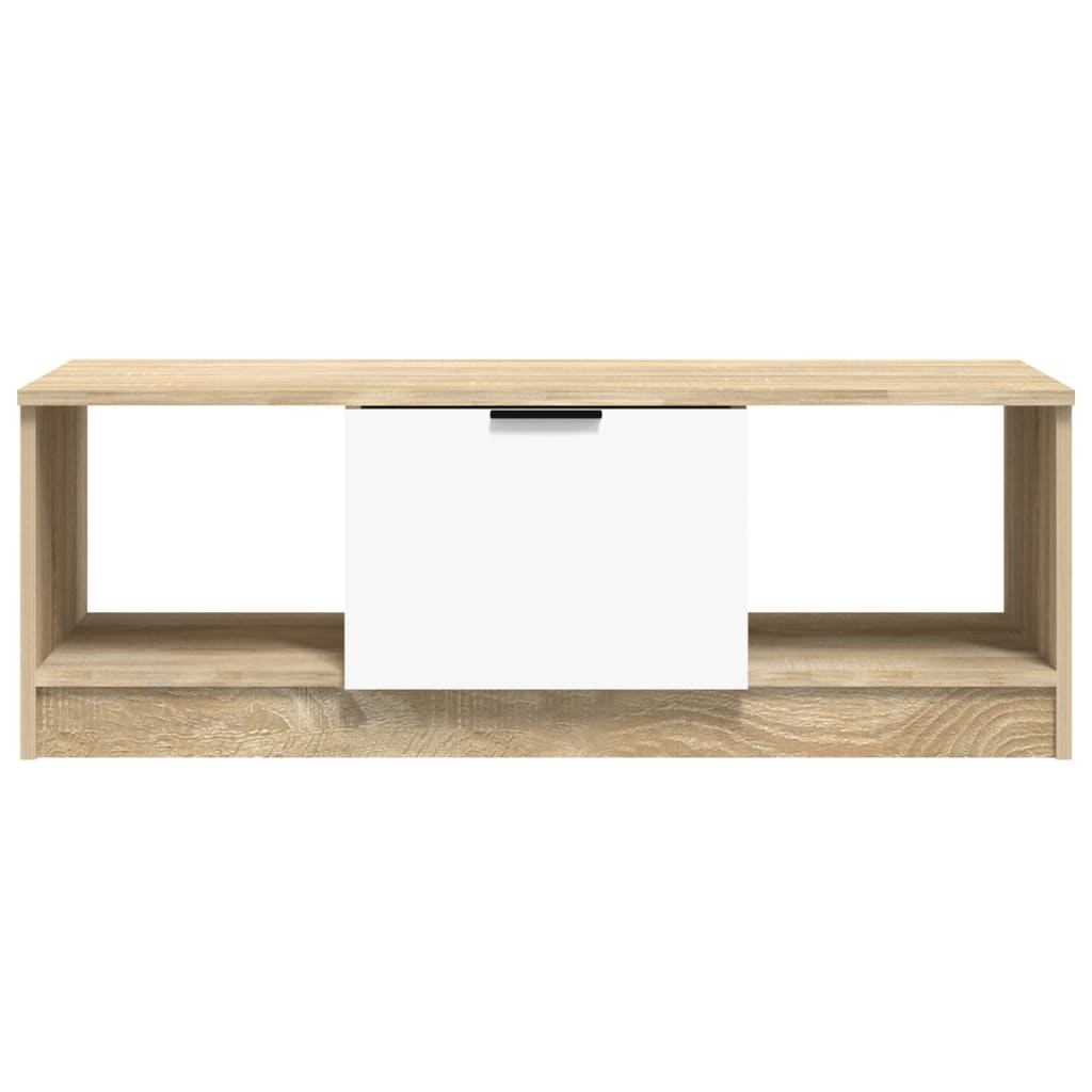 Tavolino Bianco e Rovere Sonoma 102x50x36 cm Legno Multistrato - homemem39