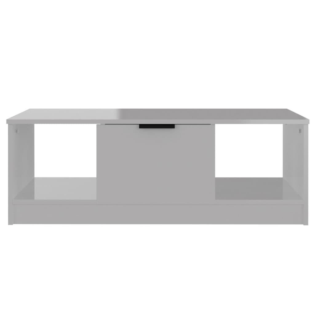 Tavolino da Salotto Bianco Lucido 102x50x36cm Legno Multistrato - homemem39