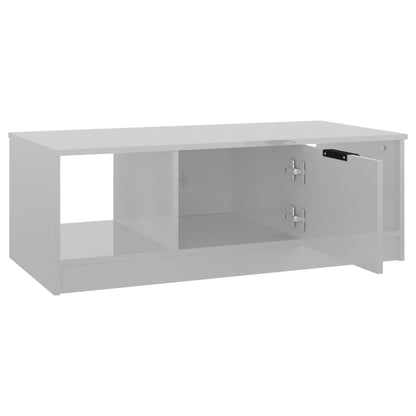 Tavolino da Salotto Bianco Lucido 102x50x36cm Legno Multistrato - homemem39