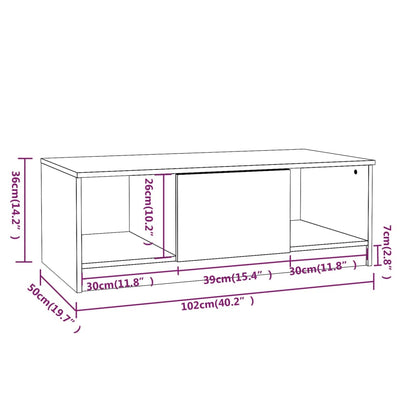 Tavolino da Salotto Bianco Lucido 102x50x36cm Legno Multistrato - homemem39