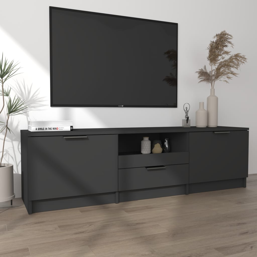 Mobile Porta TV Nero 140x35x40 cm in Legno Multistrato - homemem39