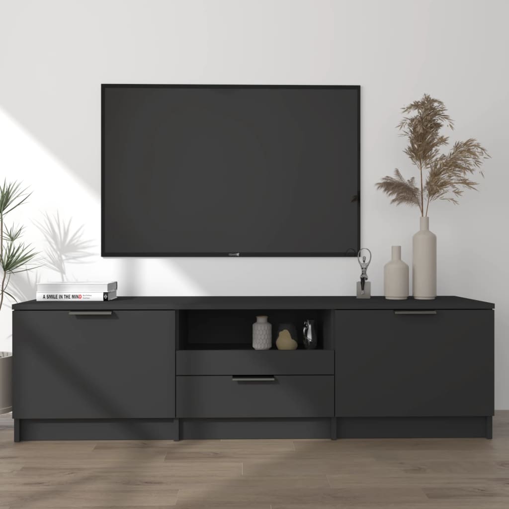 Mobile Porta TV Nero 140x35x40 cm in Legno Multistrato - homemem39