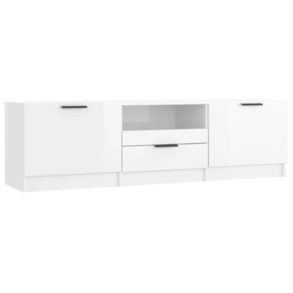 Mobile Porta TV Bianco Lucido 140x35x40 cm in Legno Multistrato - homemem39