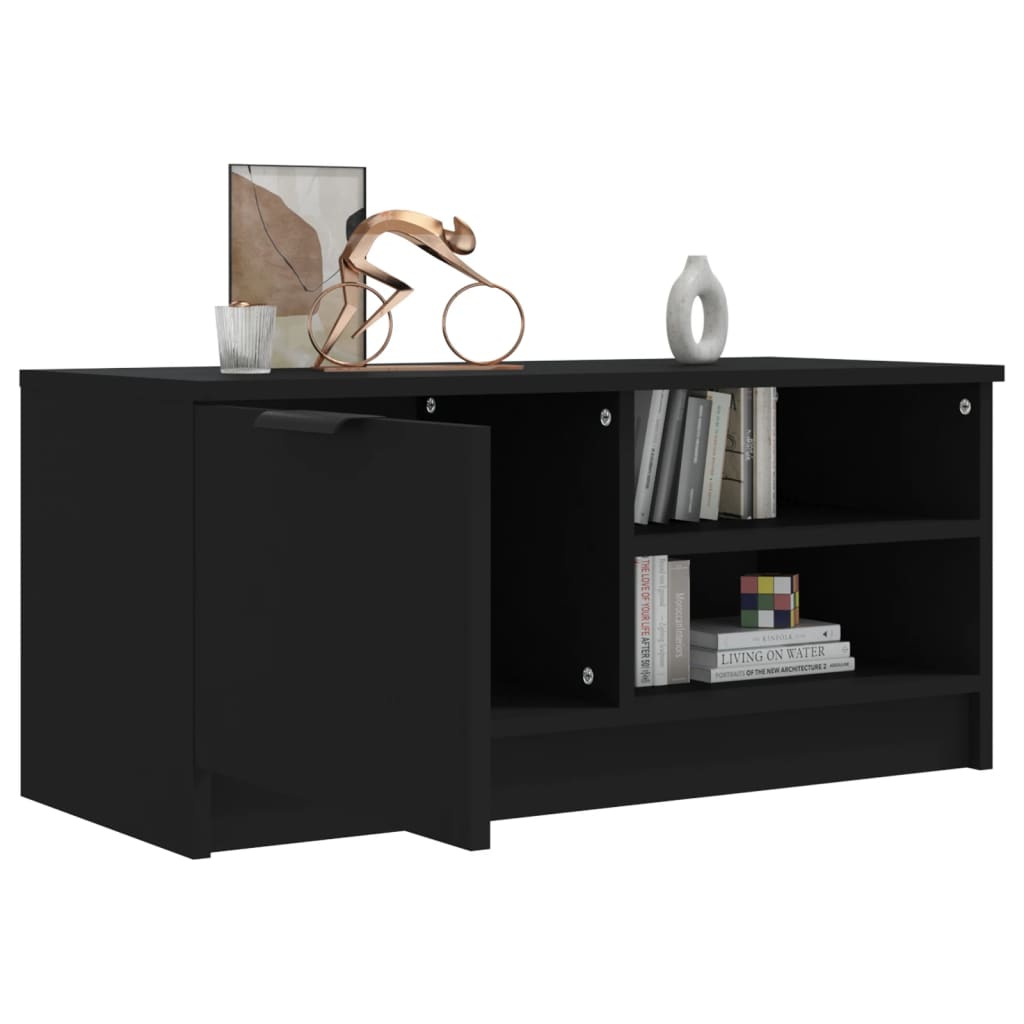 Mobile Porta TV Nero 80x35x36,5 cm in Legno Multistrato - homemem39