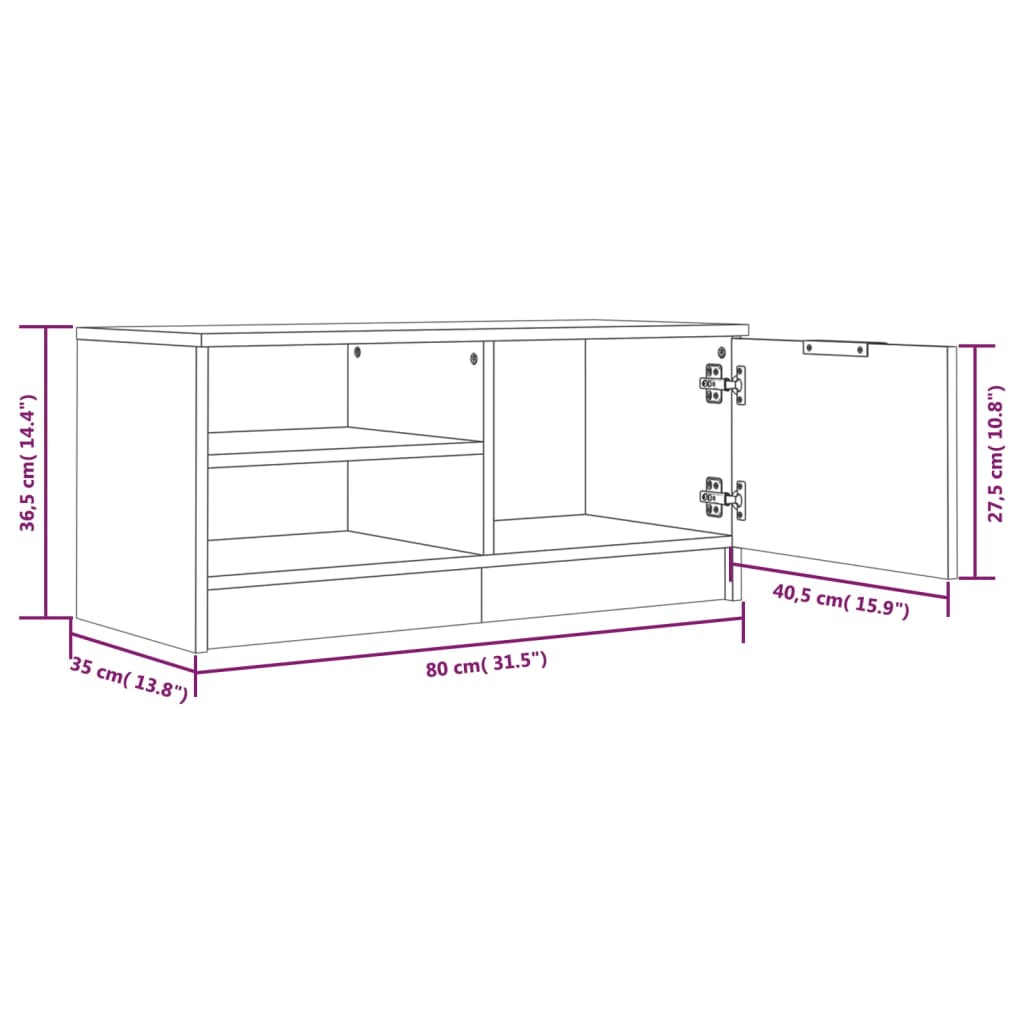 Mobili TV 2 pz Rovere Sonoma 80x35x36,5 cm in Legno Multistrato - homemem39