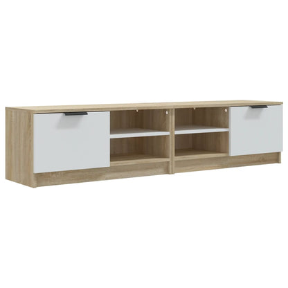 Mobili TV 2pz Bianco e Sonoma 80x35x36,5cm Legno Multistrato - homemem39