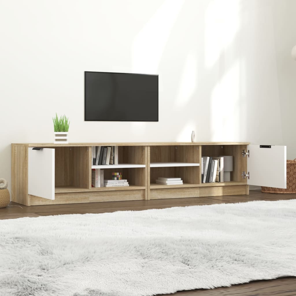 Mobili TV 2pz Bianco e Sonoma 80x35x36,5cm Legno Multistrato - homemem39