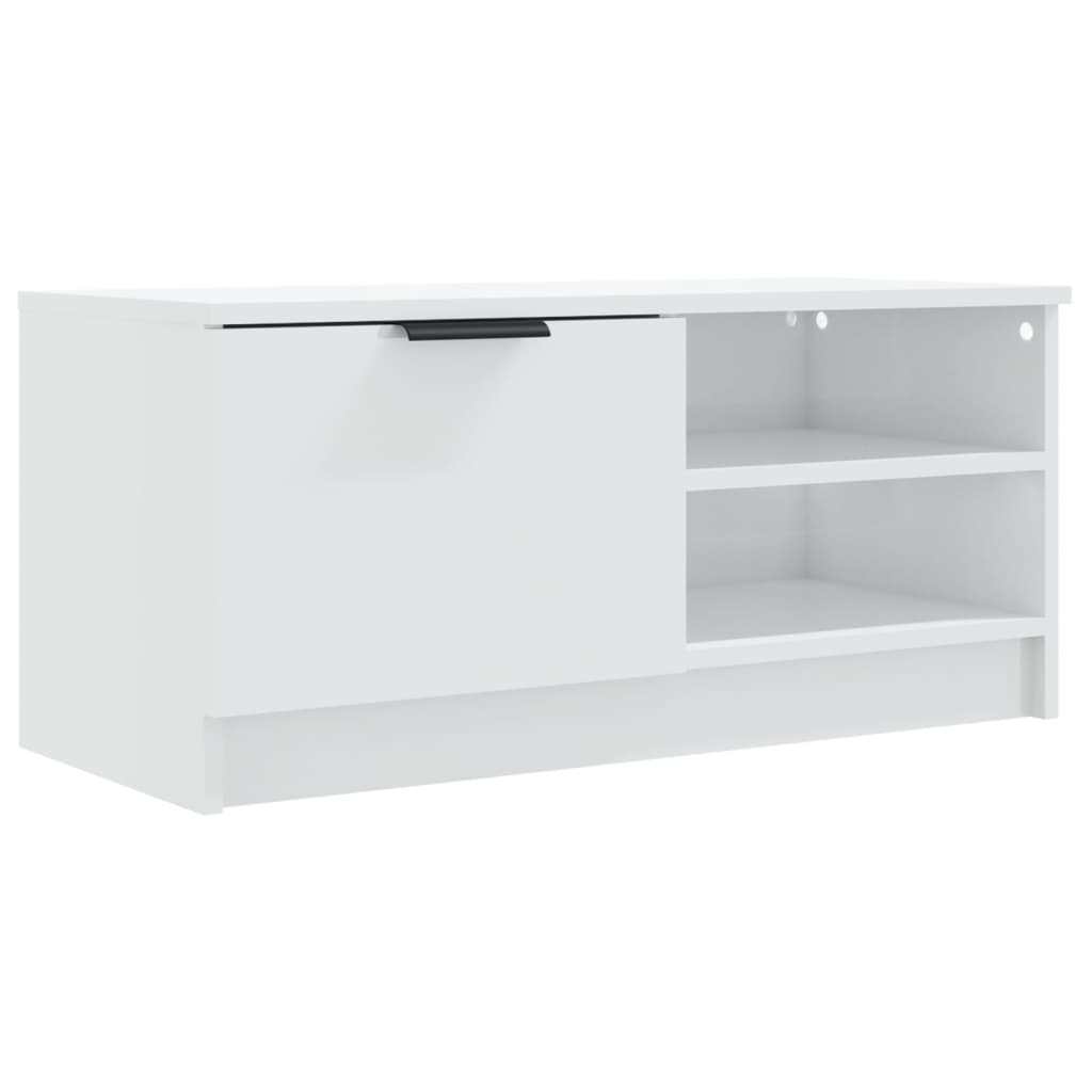 Mobile Porta TV Bianco Lucido 80x35x45 cm in Legno Multistrato - homemem39