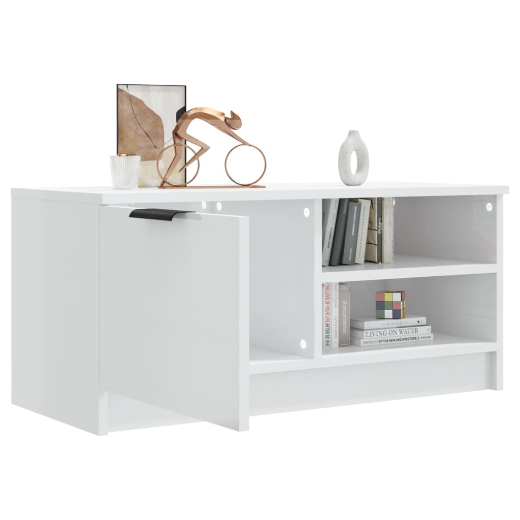 Mobile Porta TV Bianco Lucido 80x35x45 cm in Legno Multistrato - homemem39