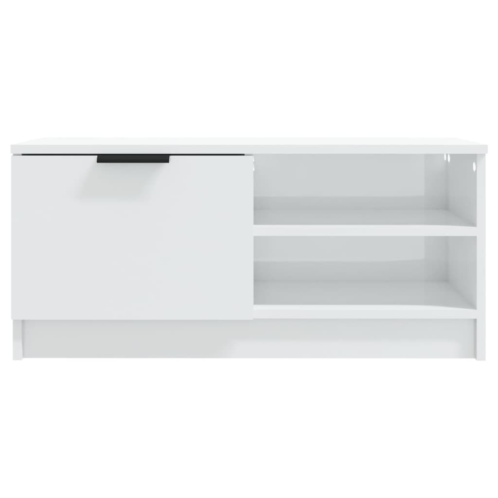 Mobile Porta TV Bianco Lucido 80x35x45 cm in Legno Multistrato - homemem39