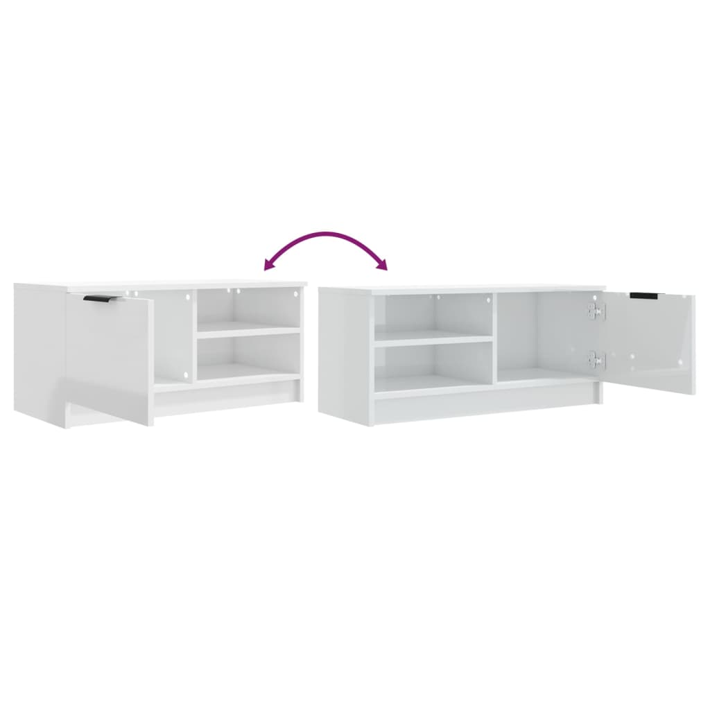 Mobile Porta TV Bianco Lucido 80x35x45 cm in Legno Multistrato - homemem39