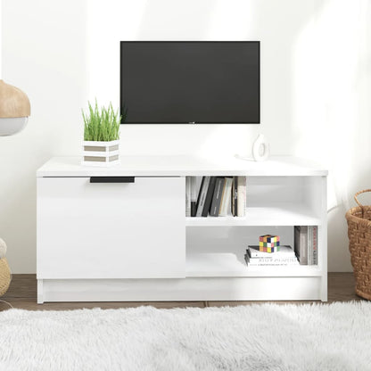 Mobile Porta TV Bianco Lucido 80x35x45 cm in Legno Multistrato - homemem39