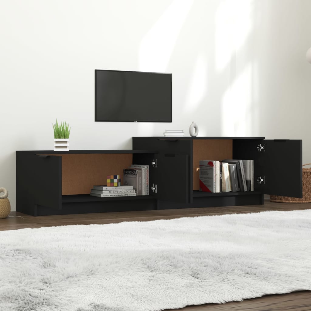 Mobile Porta TV Nero 158,5x36x45 cm in Legno Multistrato - homemem39