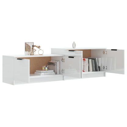 Mobile Porta TV Bianco Lucido 158,5x36x45 cm Legno Multistrato - homemem39