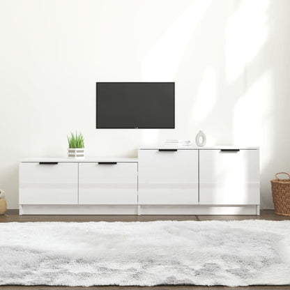 Mobile Porta TV Bianco Lucido 158,5x36x45 cm Legno Multistrato - homemem39