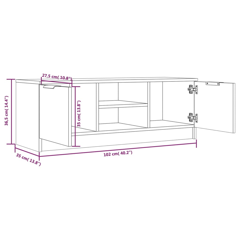 Mobile Porta TV Bianco 102x35x36,5 cm in Legno Multistrato - homemem39