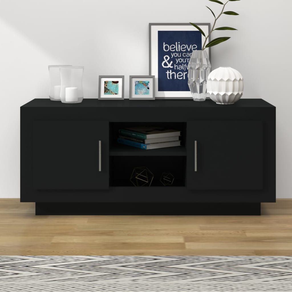 Mobile Porta TV Nero 102x35x45 cm in Legno Multistrato - homemem39