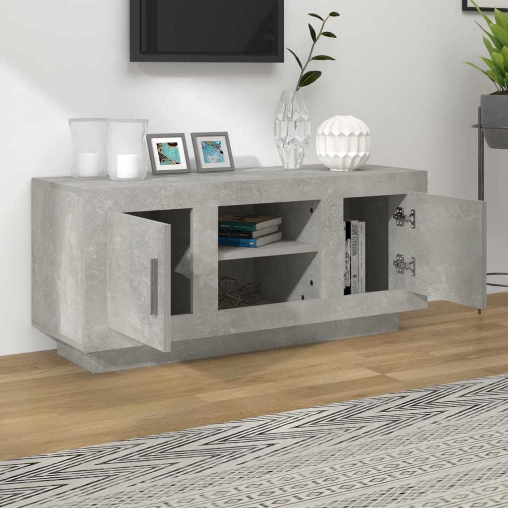 Mobile Porta TV Grigio Cemento 102x35x45cm in Legno Multistrato - homemem39