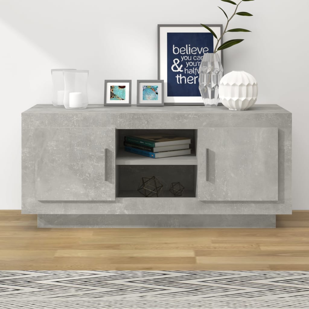 Mobile Porta TV Grigio Cemento 102x35x45cm in Legno Multistrato - homemem39