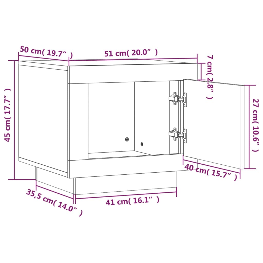 Tavolino da Salotto Bianco 51x50x45 cm in Legno Multistrato - homemem39