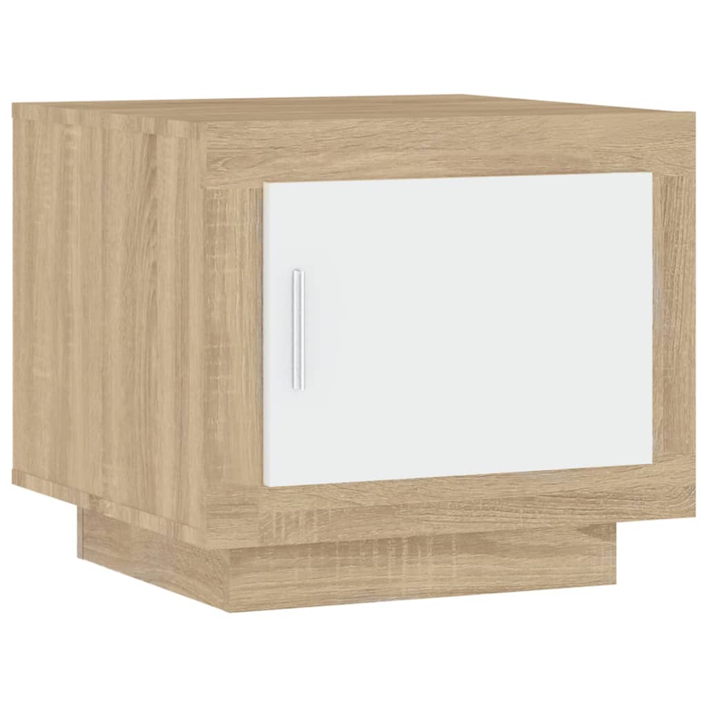 Tavolino Bianco e Rovere Sonoma 51x50x45cm in Legno Multistrato - homemem39