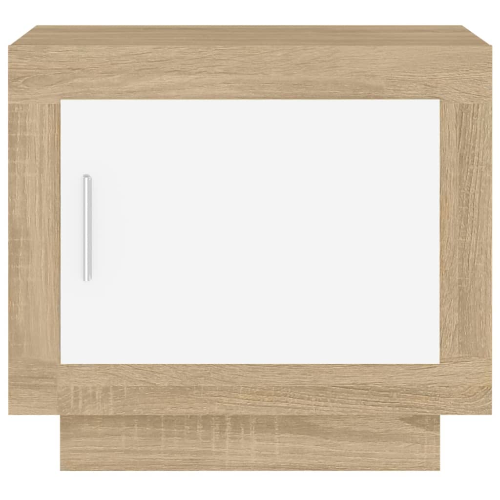 Tavolino Bianco e Rovere Sonoma 51x50x45cm in Legno Multistrato - homemem39