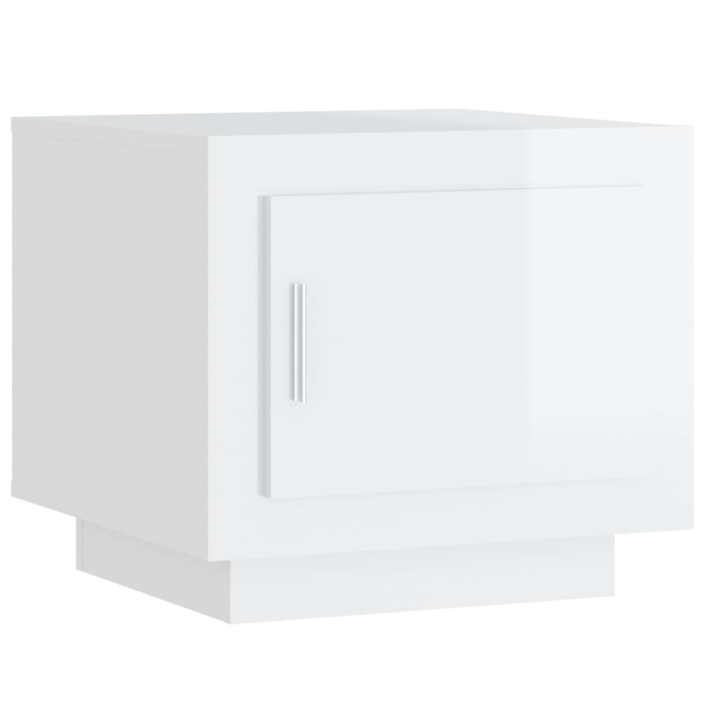 Tavolino da Salotto Bianco Lucido 51x50x45 cm Legno Multistrato - homemem39