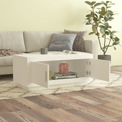 Tavolino da Salotto Bianco 102x50x45 cm in Legno Compensato - homemem39