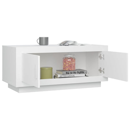 Tavolino da Salotto Bianco 102x50x45 cm in Legno Compensato - homemem39