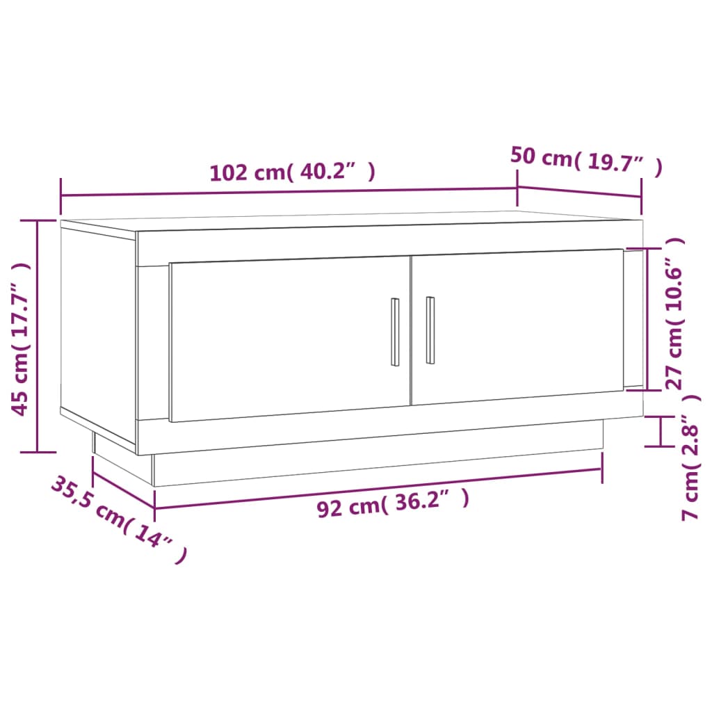 Tavolino da Salotto Bianco 102x50x45 cm in Legno Compensato - homemem39