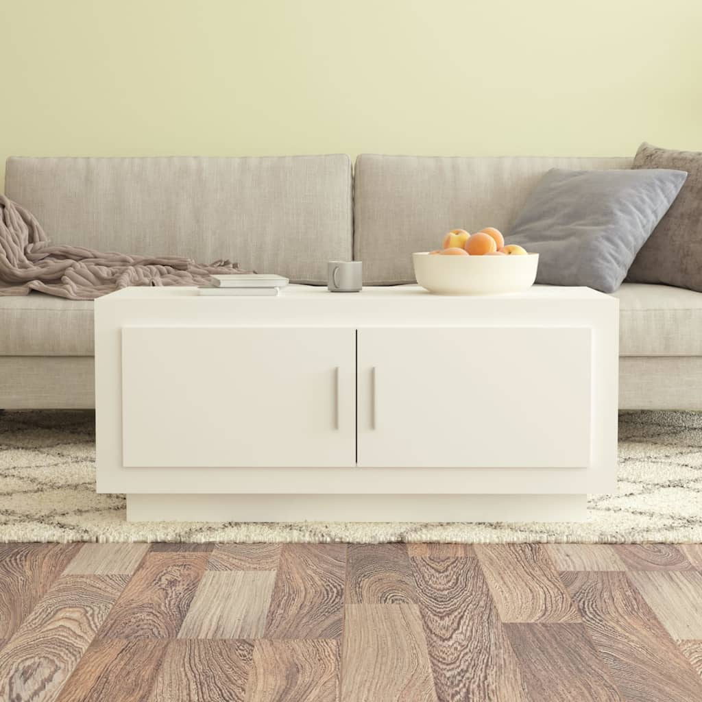 Tavolino da Salotto Bianco 102x50x45 cm in Legno Compensato - homemem39