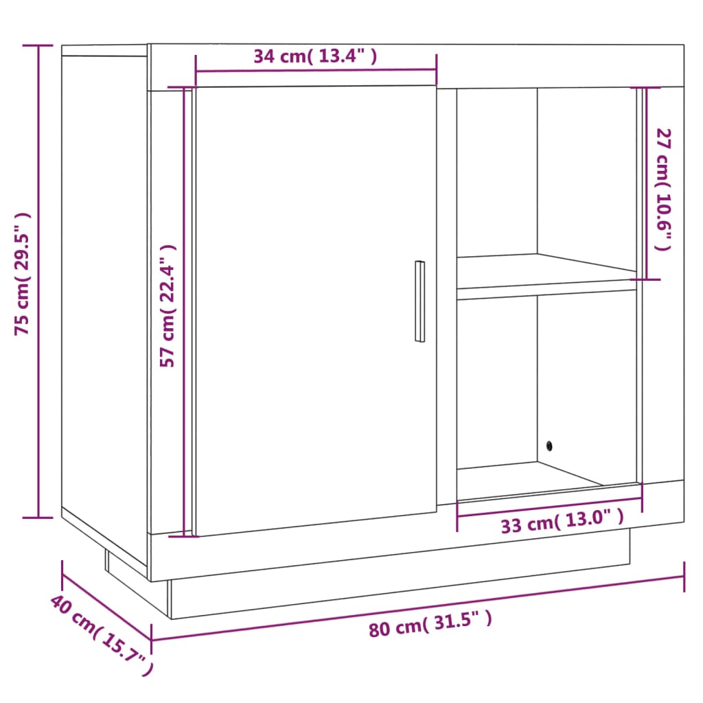 Credenza Rovere Sonoma 80x40x75 cm - homemem39