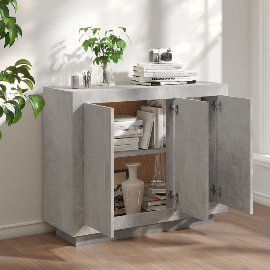 Credenza Grigio Cemento 92x35x75 cm in Legno Multistrato - homemem39