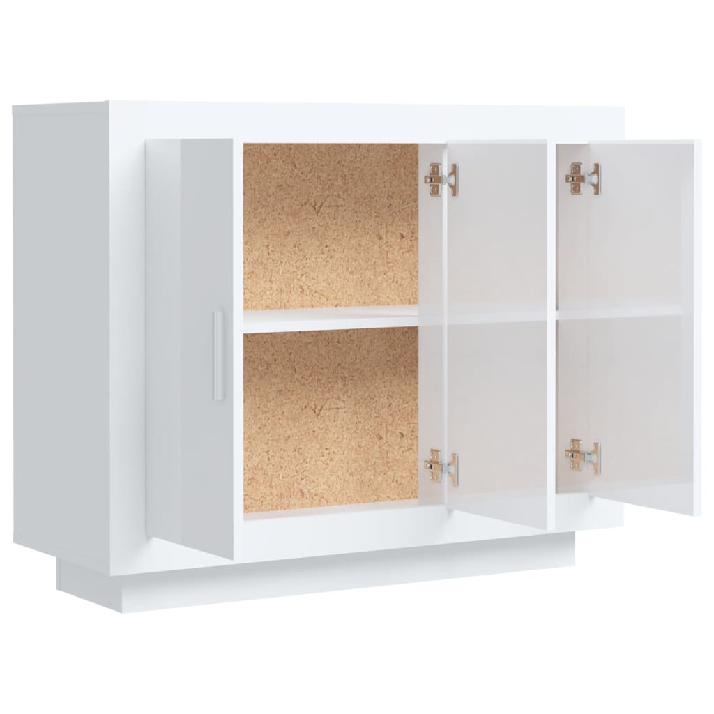 Credenza Bianco Lucido 92x35x75 cm in Legno Compensato - homemem39