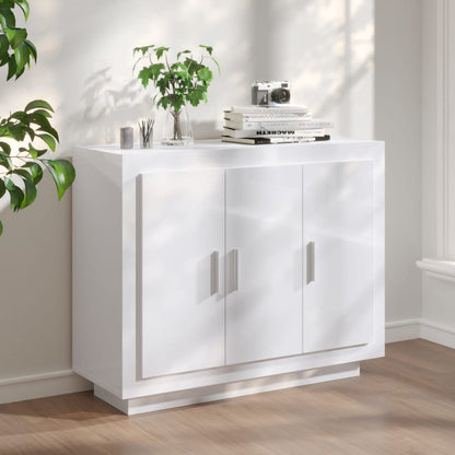 Credenza Bianco Lucido 92x35x75 cm in Legno Compensato - homemem39